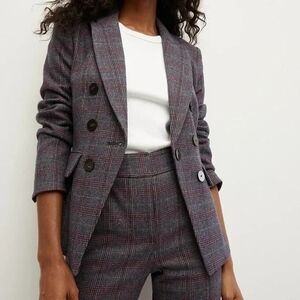 New Veronica Beard Lawrence Gray Multi Plaid Dickey Jacket